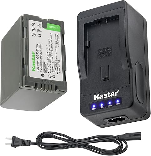 Kastar 1 batería LED súper rápida para cargador y videocámara para Panasonic CGR-D28 D28S D08 D08S CGR-D16 D16S CGR-D210 CGR-D220 CGR-D320 y
