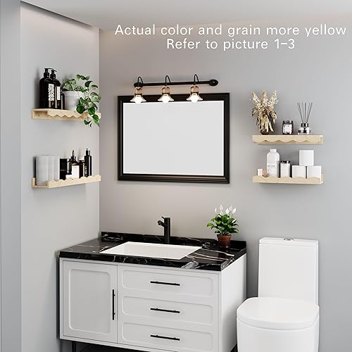 Miniatura 4 de Estantes flotantes para decoración de pared de 24 pulgadas de largo, juego de 2 estantes para libros de guardería, estantes de baño sobre estante de