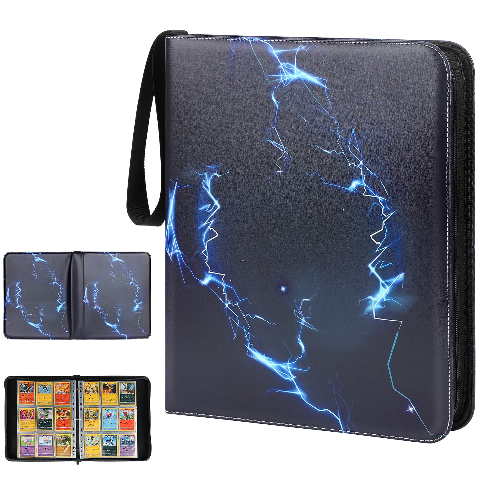 Euqvunn Classeur Toploader, 52 Feuilles 936 Pochettes Classeur Carte avec Fermeture Éclair, Rangement Double Face Cahier Cartes, Card Binder pour Cartes TCG (Noir)
