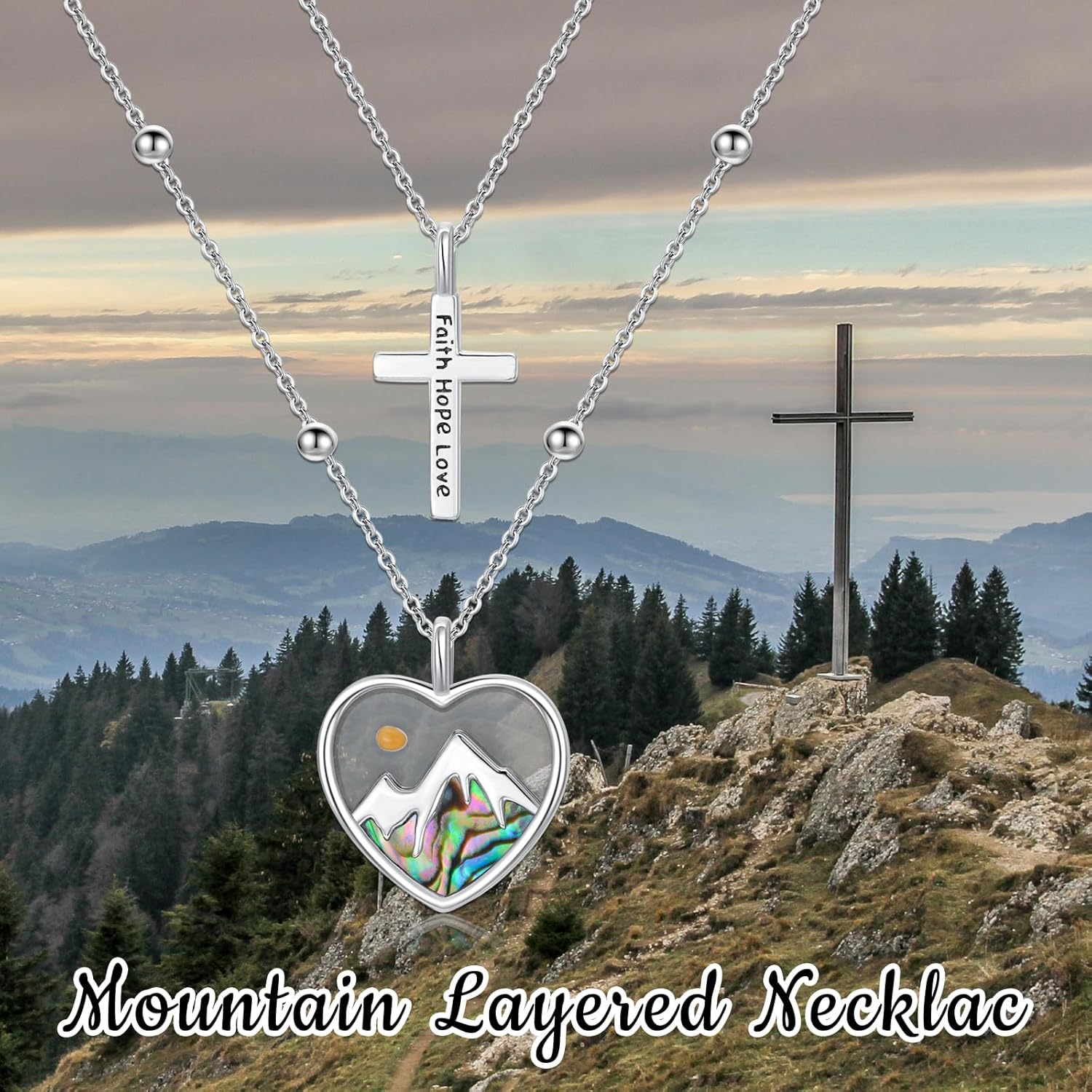 MONGAS Cowboy Boot/Lock and Key/Nurse/Cross Black/Snowflake/Music/Pearl/Penguin/Sunflower Necklace for Women Sterling Silver Layered Pendant Necklace for Women