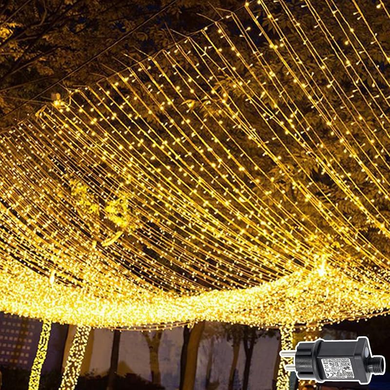 Cozymeow LED Fényfüggöny 2db 600 LED 6x3m - Meleg Fehér Tündérfény 8 Világítási Móddal és Időzítővel - Vízálló Beltéri/Kültéri Dekoráció Esk