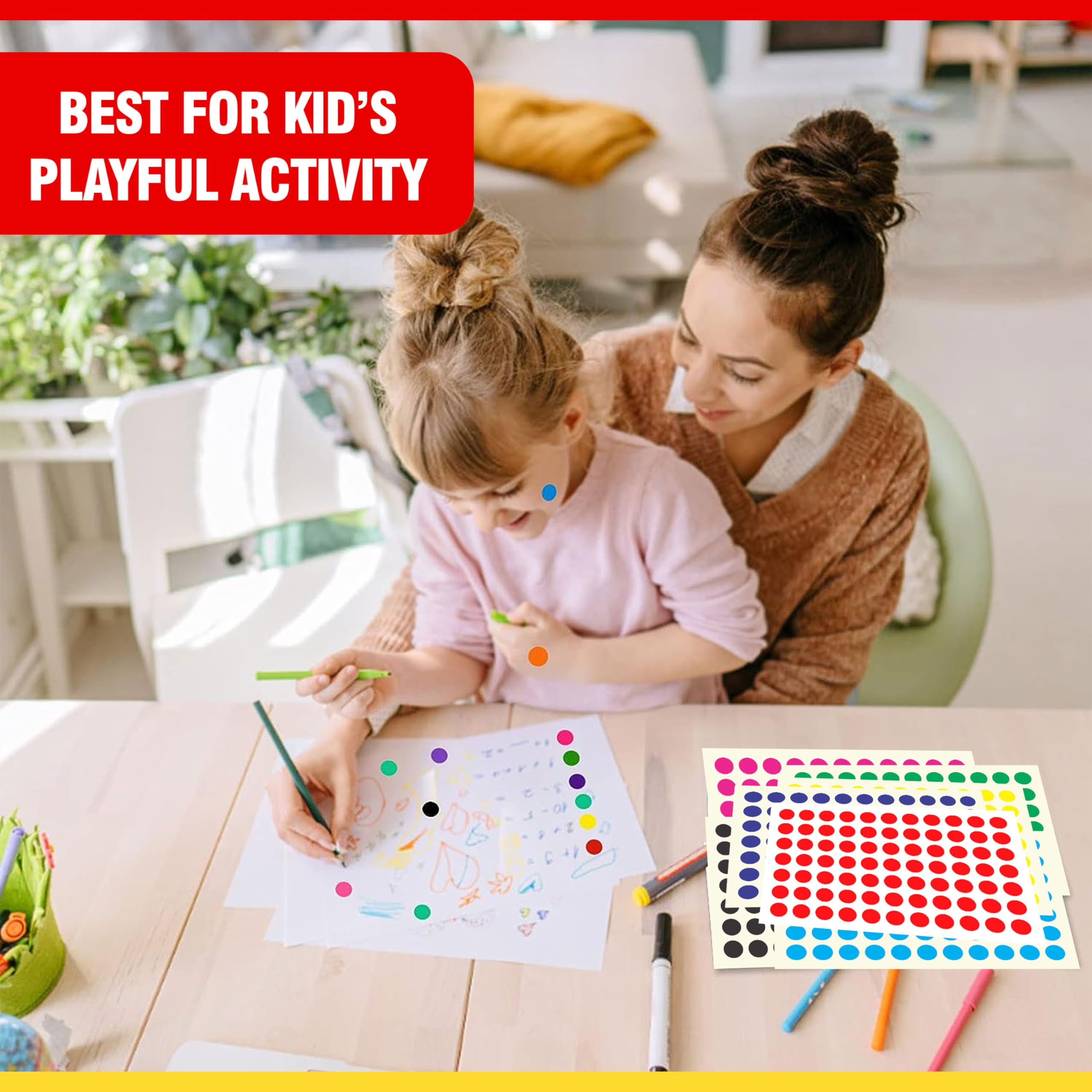 Clickedin Round Color Circle Dot Sticker Labels (0.5 Inch) 12 Different Colors in Total 2750 Pieces Circle Dot Labels Coding Sticker Adhesive Colored Sticker Solid Color Round Sticker 4