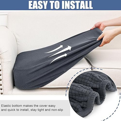 Miniatura 7 de Smiry Fundas de cojín impermeables para sofá, fundas de sofá de jacquard elásticas, lavables, fundas de cojín gruesas para sofá, protector de