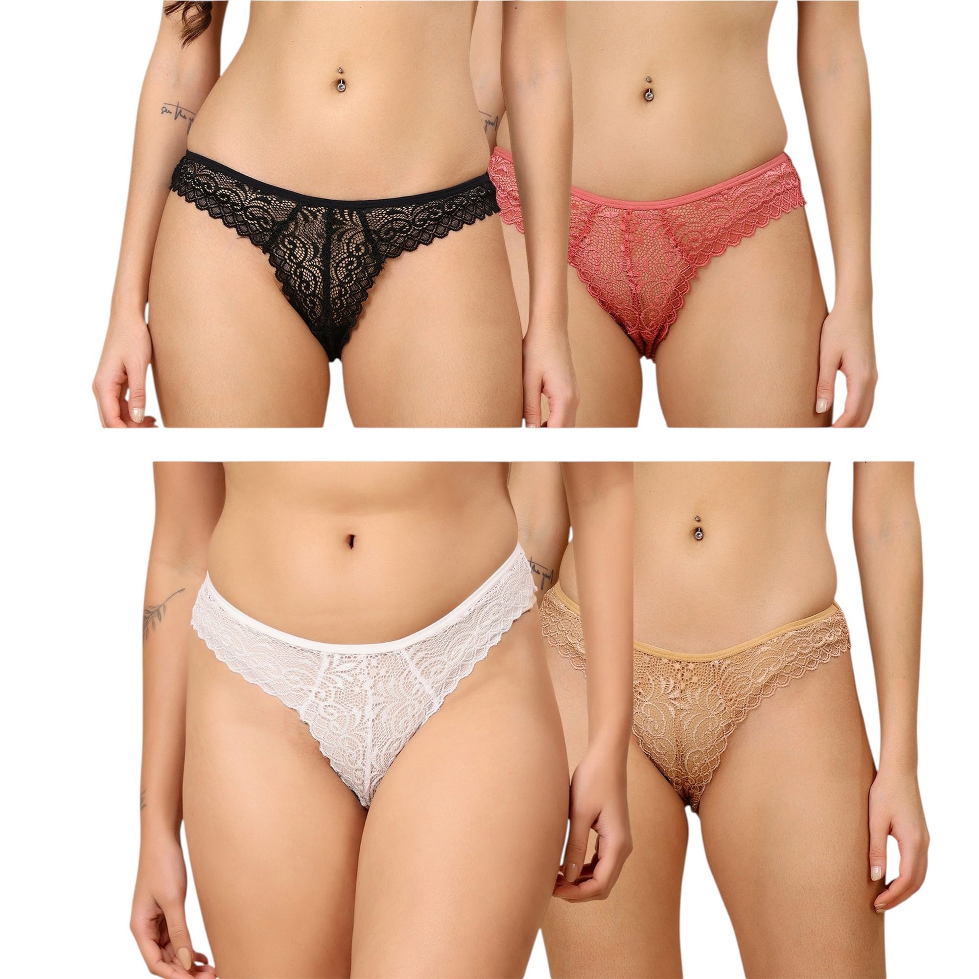 Pack of 4 Women Lace Microfiber Briefs-image-7