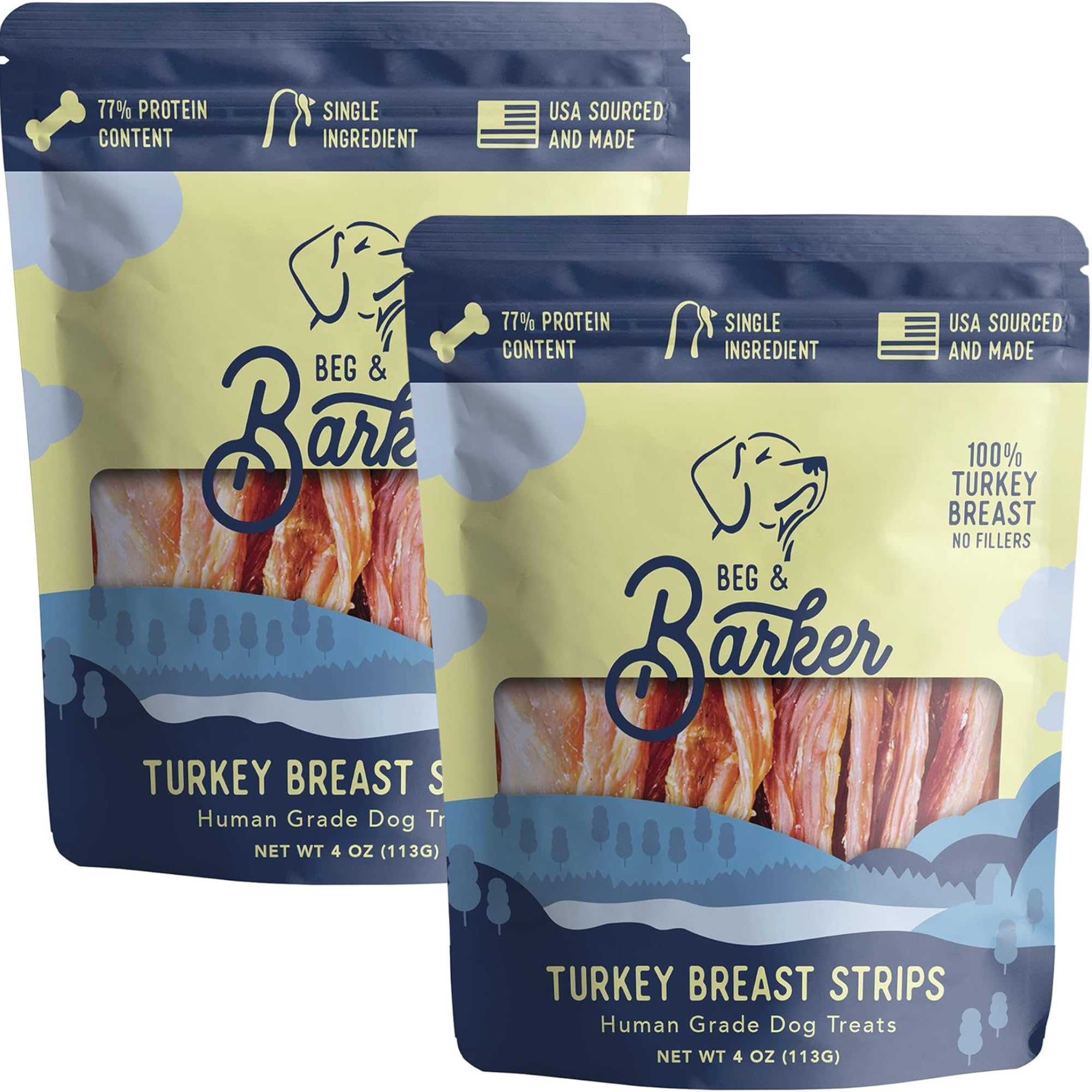 Beg &amp; Barker Turkey Jerky Dog Training Treats, Grain Free (4oz, 2-Pack)