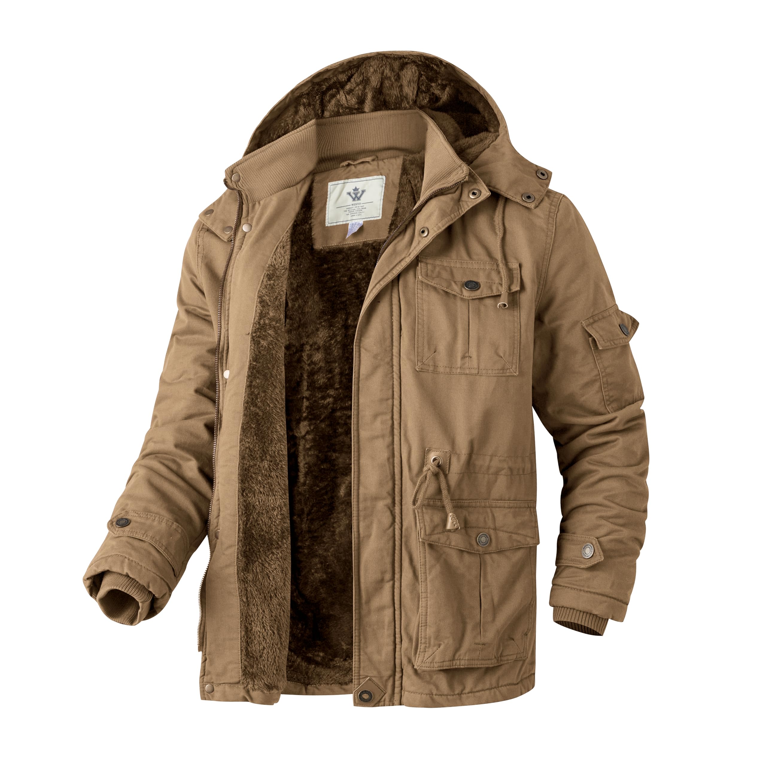WenVen Abrigos Cálido Invierno Chaqueta Entretiempo Parka Militar Hombre | Capucha Gruesa Extraíble,Forro Gruesa,Rompevientos,Cálida,Rompevientos Ligero,Exteriores,Exterior,Senderismo,uso Diario