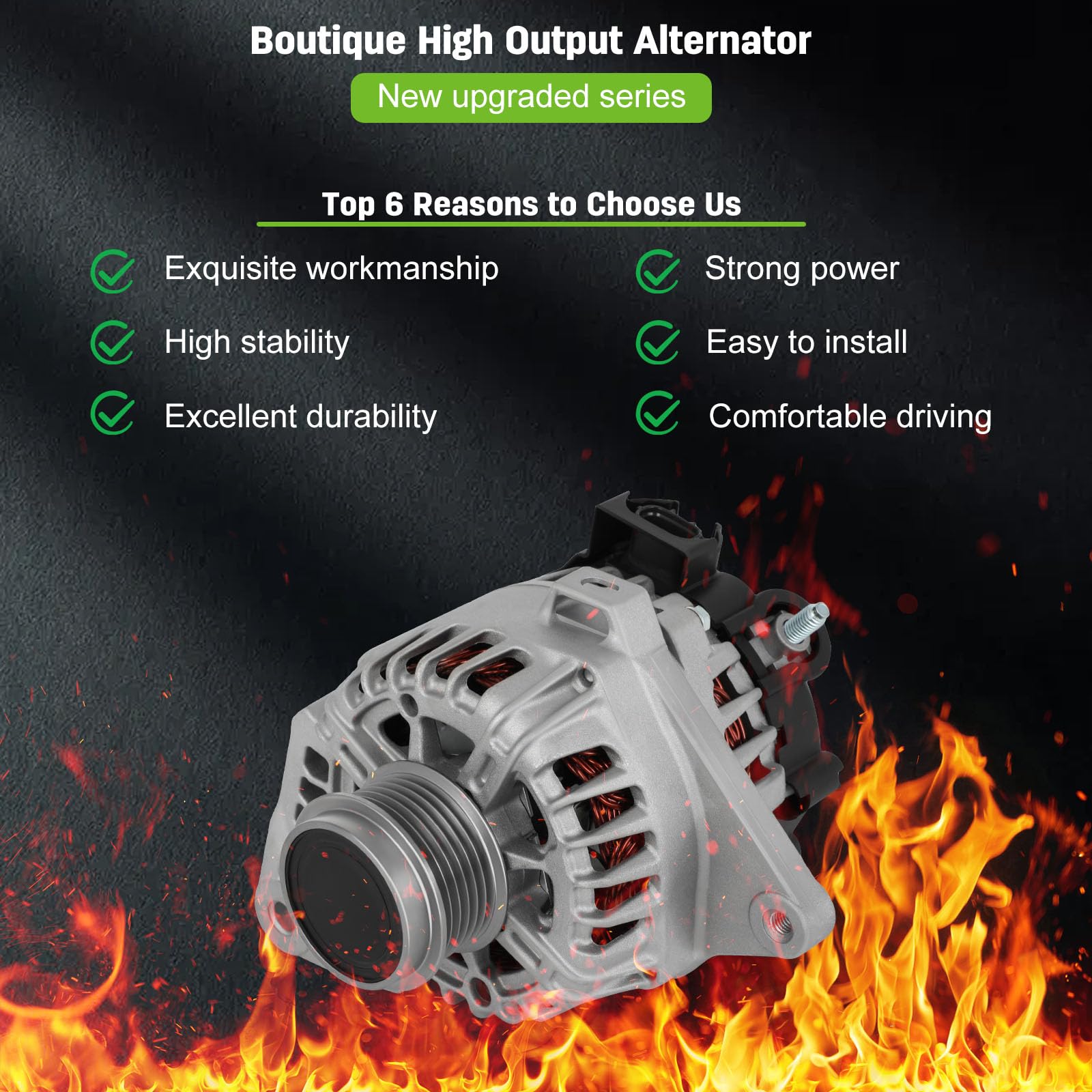 SCITOO Alternator Replacement for Hyundai for Elantra 11-17, for Elantra Coupe 13-14, for Elantra GT 13-14, for Kia for Forte 14-16, for Forte Koup 14-16, for Forte5 2015-16, for Soul 2012-2013 11610