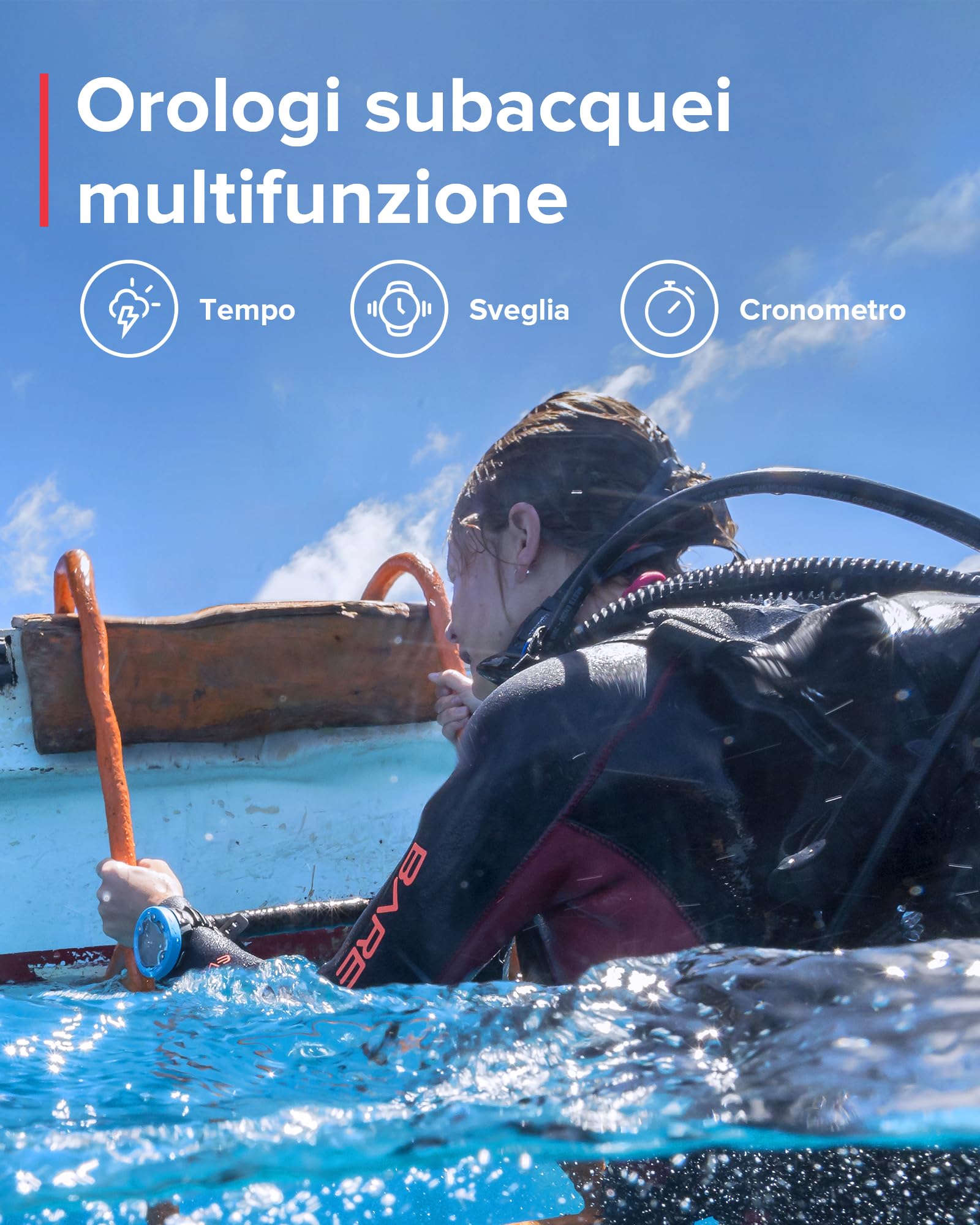 SUUNTO Dive Zoop Novo Orologio Subacqueo Digitale con Ampio Display Retroilluminato, Impermeabile 80 M, Computer Subacquei con Funzioni di Allarme, Meteo, 1,5 Anni di Durata in modalità Scuba