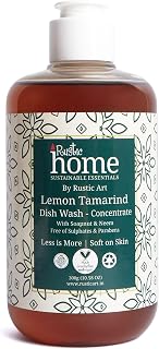 Rustic Home Lemon Tamarind Dish Wash Concentrate | Plant-Based & Natural | Soapnut & Neem | Converts to ~3 L Liquid | Toug... Price In India
