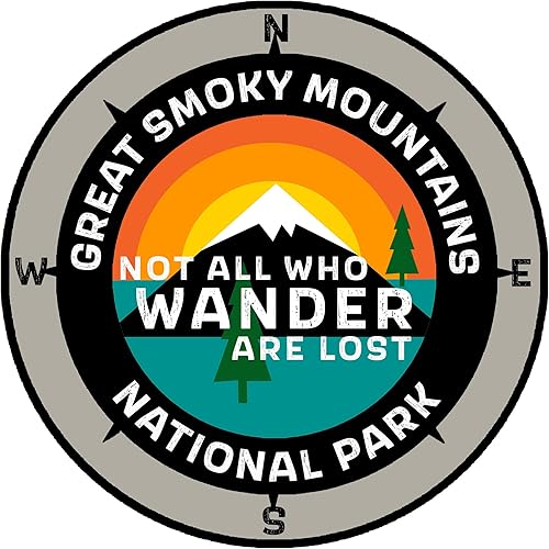 Miniatura 8 de Great Smoky Mountains National Park, Carolina del Norte, Not All Who Wander - Calcomanía de 3.5 pulgadas para ventana de coche, camión, calcomanía