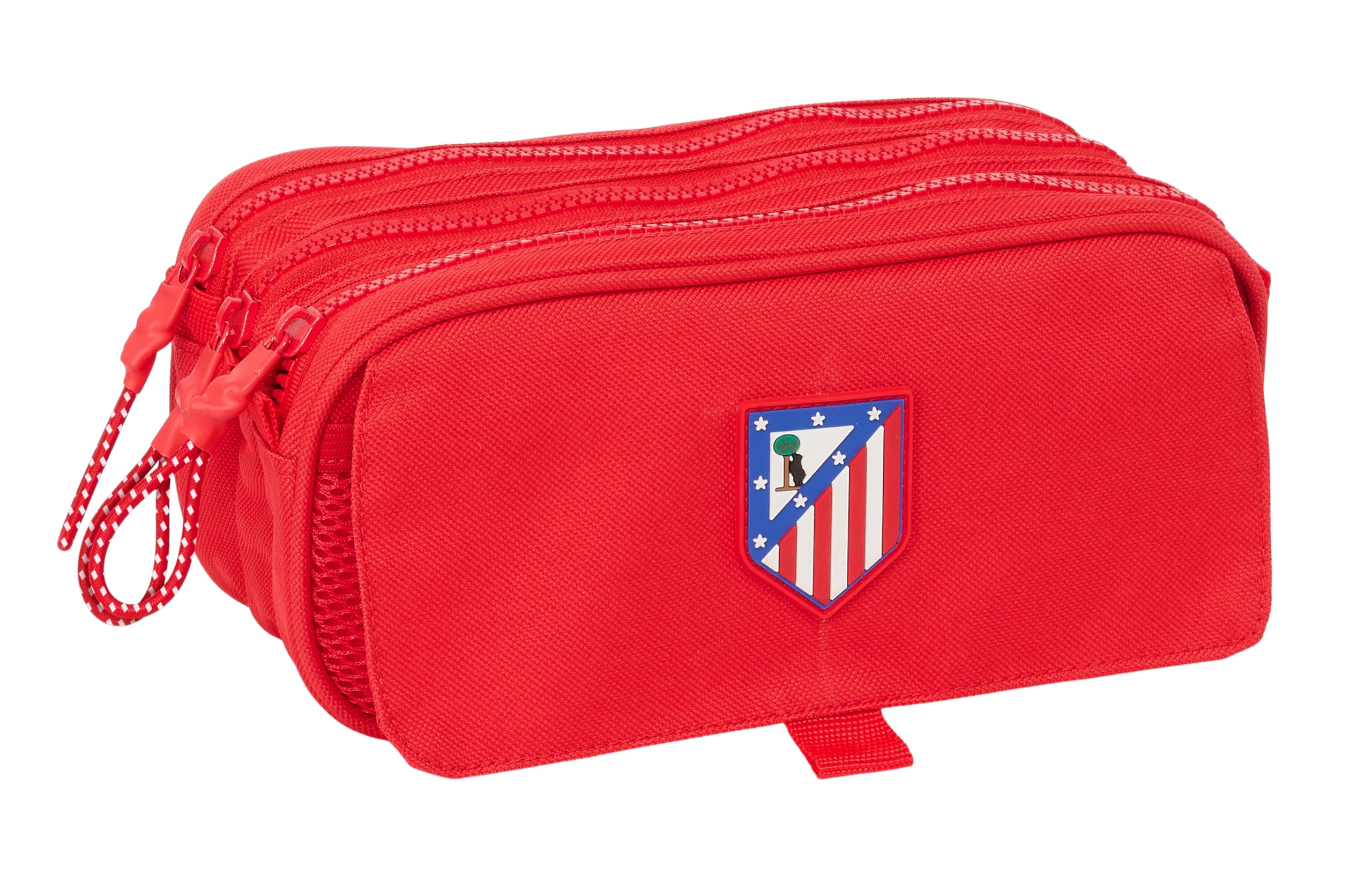 Safta ATLÉTICO DE Madrid - Portatodo Triple Big, Estuche Infantil, Estuche Niño, Ideal para Niños en Edad Escolar, Cómodo y Versátil, Calidad y Resistencia, 21.5x8x10 cm, Color Rojo