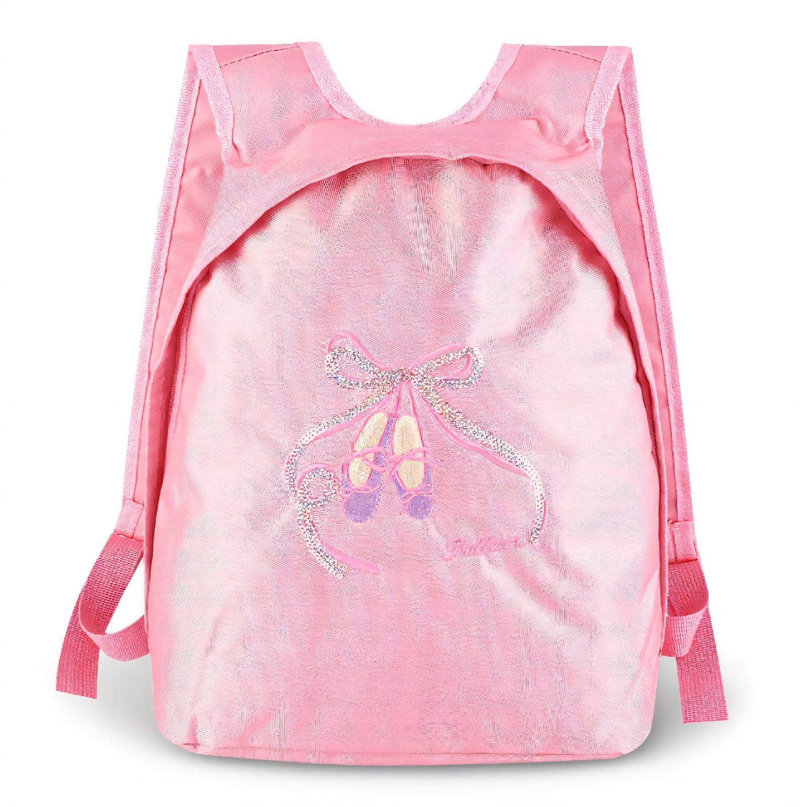 EIMSOAH Girls Ballet Backpack, Durable Dance Sports Bag, Large Capacity and Adjustable Straps for Ballet Dance Basketball Yoga (Pink sequin dance shoes)