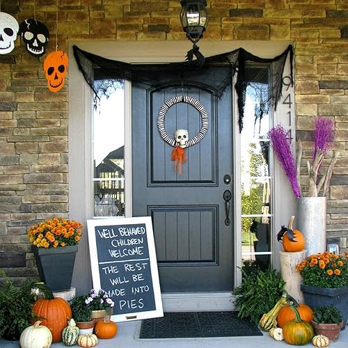 Miniatura 5 de (48 x 240 pulgadas) Tela espeluznante de Halloween, tapiz de tela de queso gigante espeluznante para suministros de fiesta de Halloween, decoración