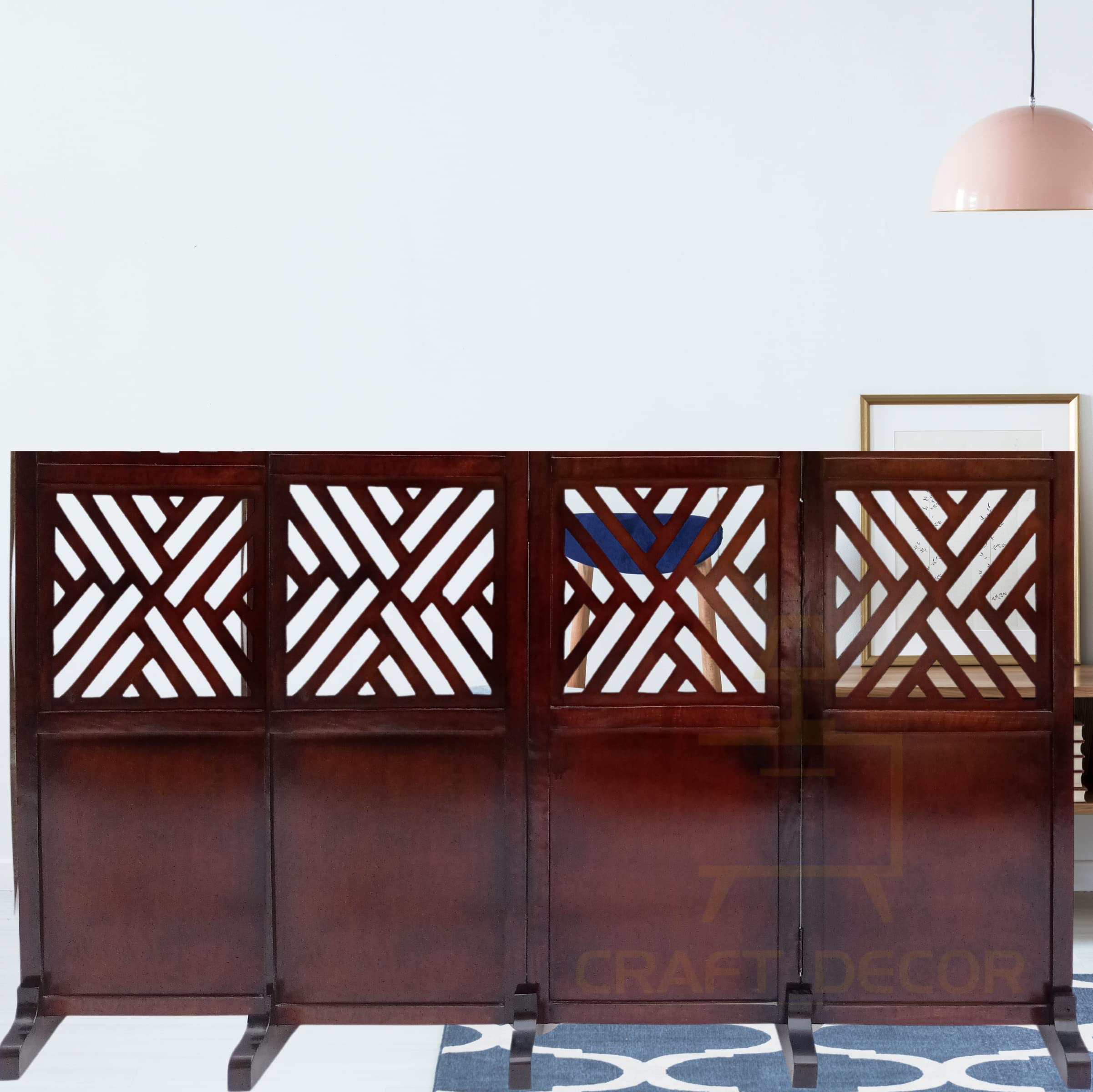 Wooden Room Partition for Living Room, Wood Screen Separator, Wooden Room Wall Dividers 4 Wall Panels with Stand for Living Room/Bedroom/Office/Restaurant/Hall (Brown)-image-42