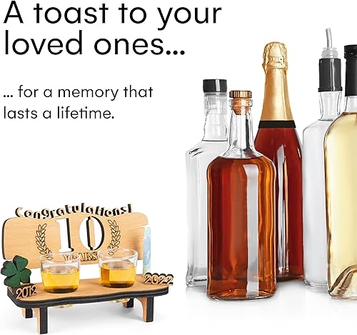 Miniatura 5 de Brynnberg Banco Schnapps con el número 10 grabado en madera (años disponibles 10-90) - Regalo original, divertido y emocional para aniversario o