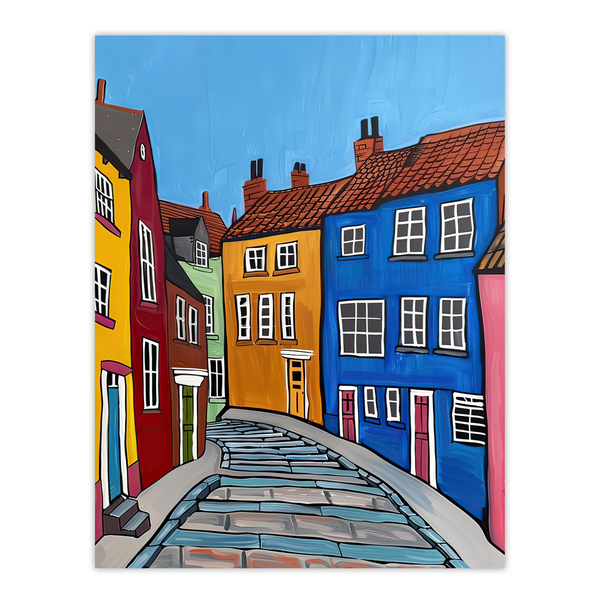 Artery8 Colourful Houses Bridlington East Yorkshire Living Room Large Wall Art Poster Print Thick Paper 18X24 Inch