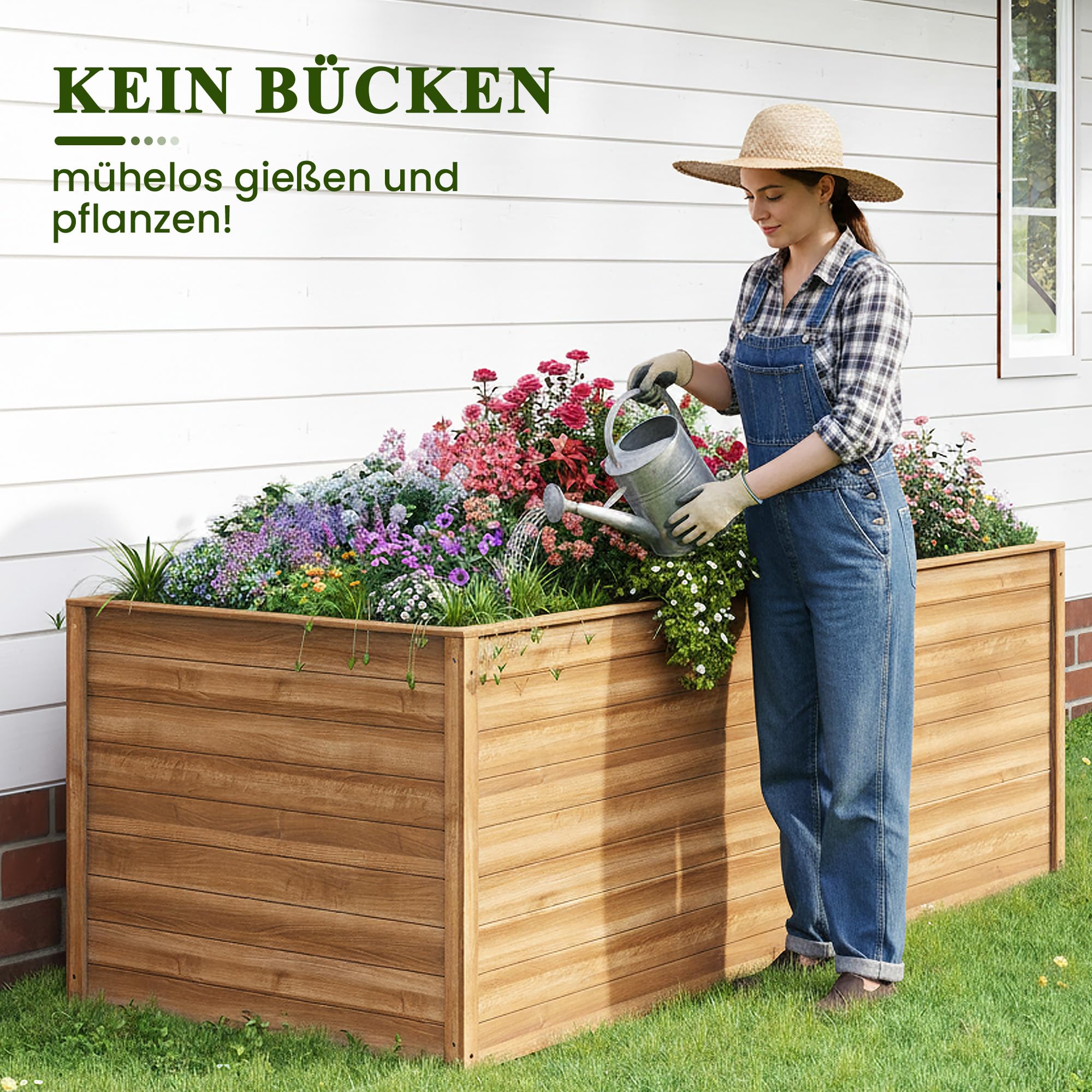UDPATIO Hochbeet Holz für Garten 240x88x80cm Holzhochbeet zum Bepflanzen von Gemüse & Kräutern Pflanzbeet Pflanzkasten Gemüsebeet für Balkon