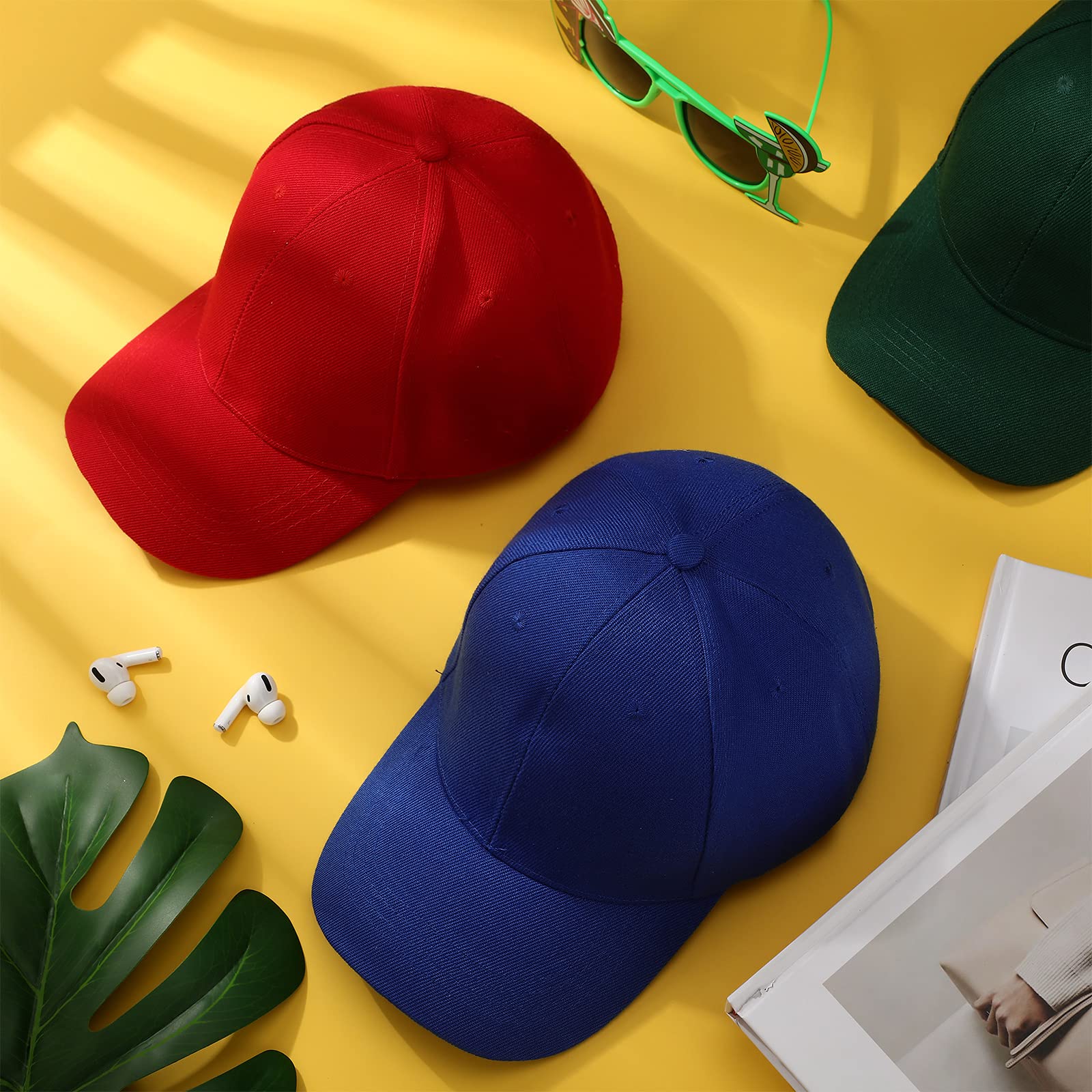 Gorra de béisbol de 8 piezas de tamaño ajustable, sombrero deportivo liso, sombrero de papá, sombrero ajustable para hombres y mujeres, correr, entrenamientos y actividades al aire libre, 8 7