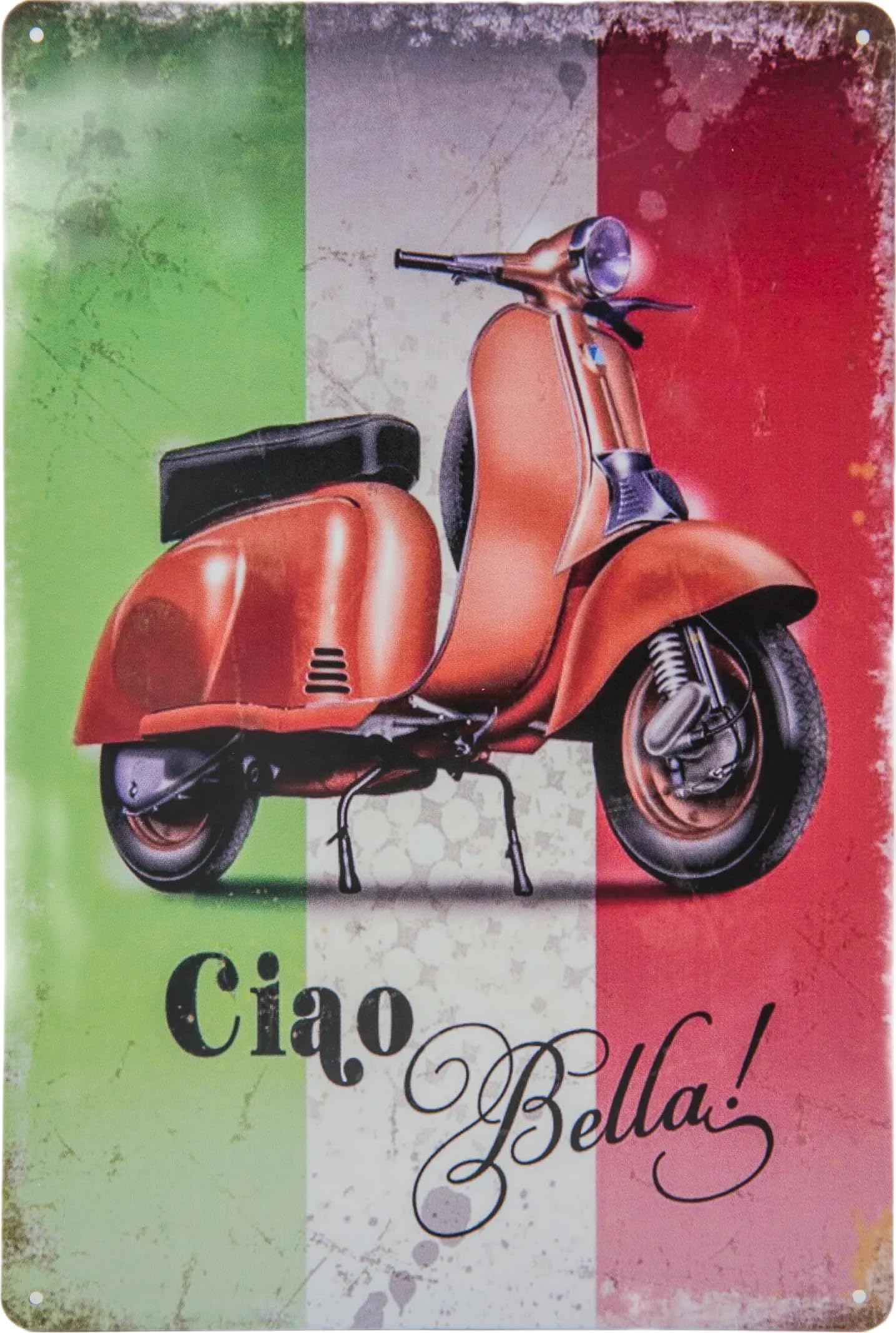 Luckylinde Tricolore! 30 X 20 Cm Retro Vintage Tin Sign For Italy Scooter Fans - "Ciao Bella - Italy Flag"