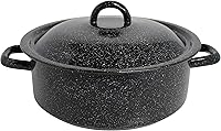 Mirro 4.5 Qt Black Speckled Enamel Dutch Oven with Lid - Vintage Steel Stock Pot, Oven Safe MIR-10701