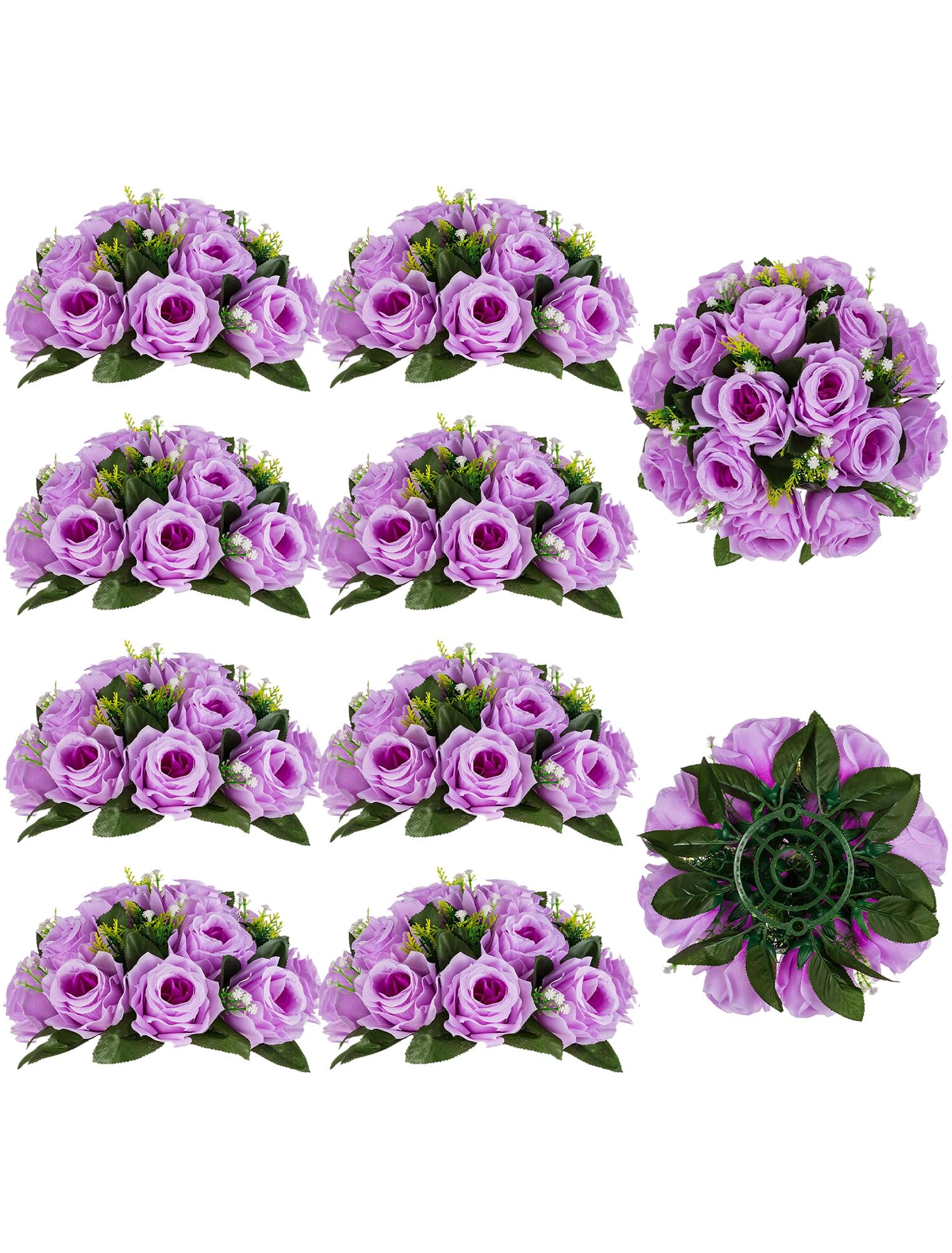 BLOSMON Flower Balls Wedding Rose Centerpieces: 10 Pcs Lilac Fake Flowers Lilac Kissing Balls Decor Lilac Artificial Floral Arrangements Flower