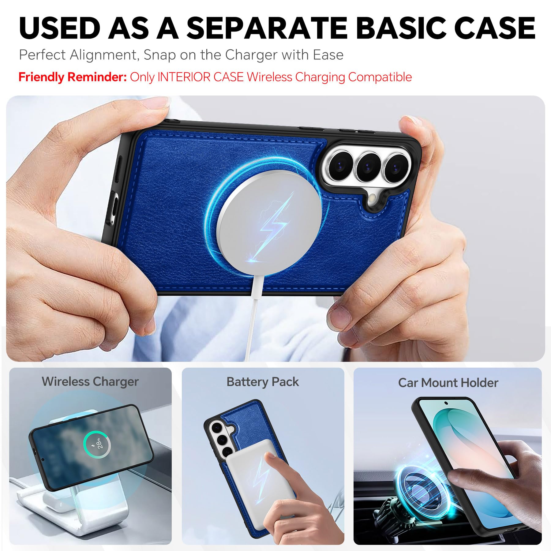 TUCCH Custodia per Galaxy S26, 2-in-1 Staccabile Cinturino Cover Blocco RFID Portafoglio Slot Carte Protezione Pelle Sintetica TPU Supporto Cover per Galaxy S26 (6,3" 2026), Blu Zaffiro Testurizzato