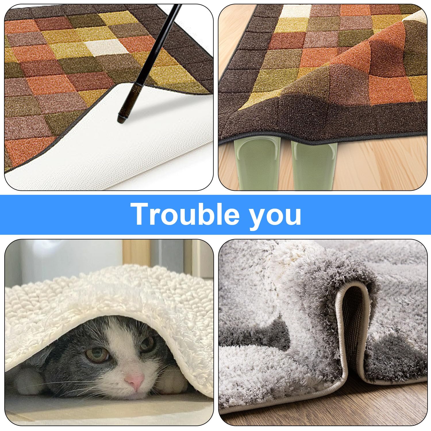 12 Adesivi Antiscivolo Per Tappeti - Gripper Riutilizzabile Per Cucina, Bagno E Pavimenti Lisci - Foto 4