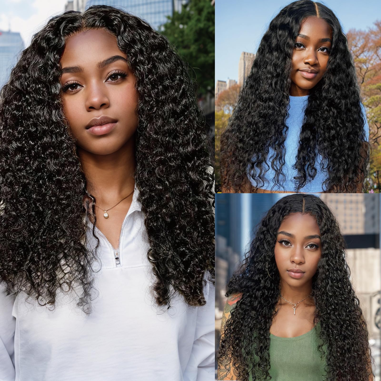 U Part Human Hair Wig Curly Human Hair Wig for Black Woman No Leave Out Clip Kinky Curly V Part Human Hair Wig Curly Beginner Friendly No Sew in No Glue 200% Density 1B Color 18 Inch