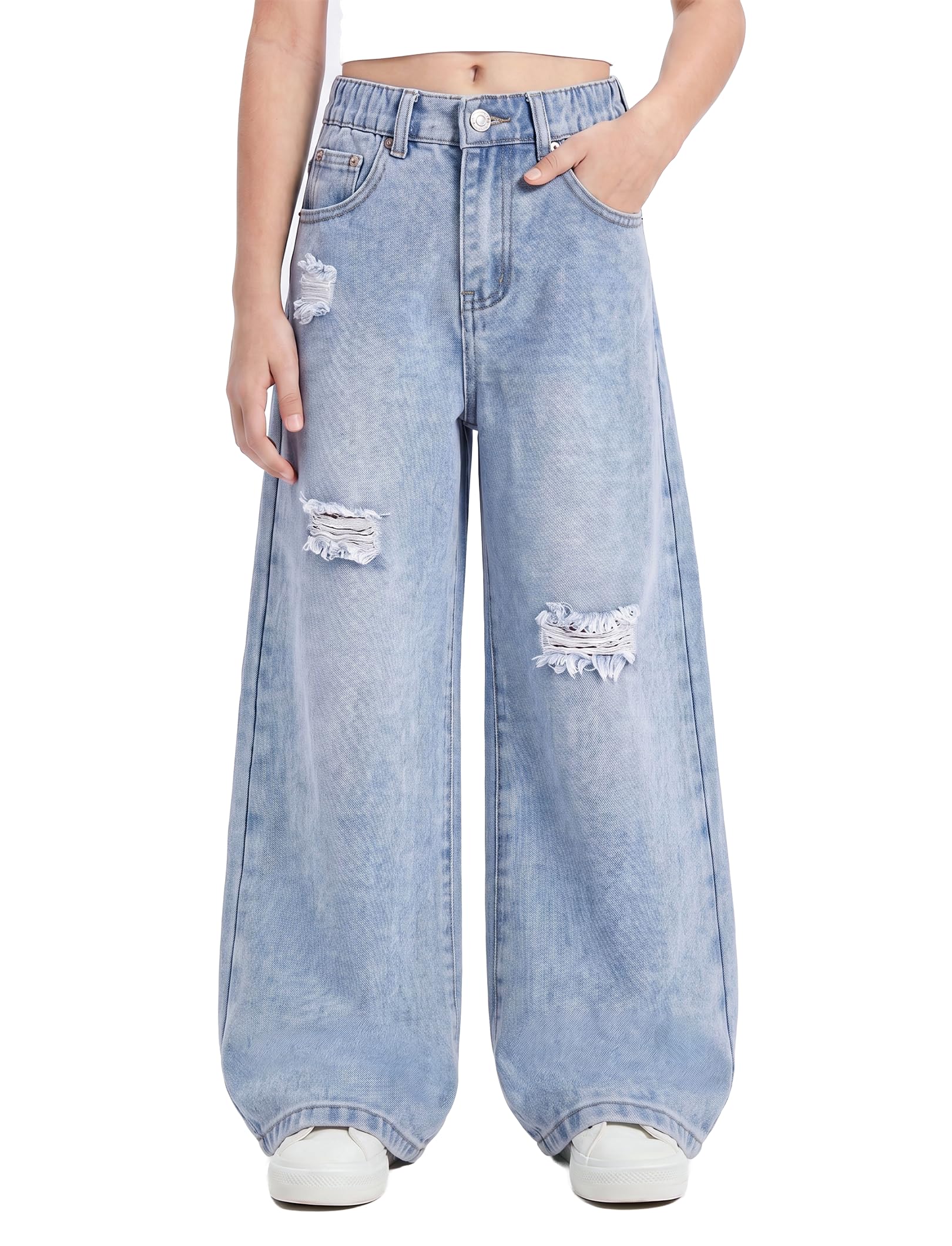 PATPAT Girls Baggy Ripped Jeans