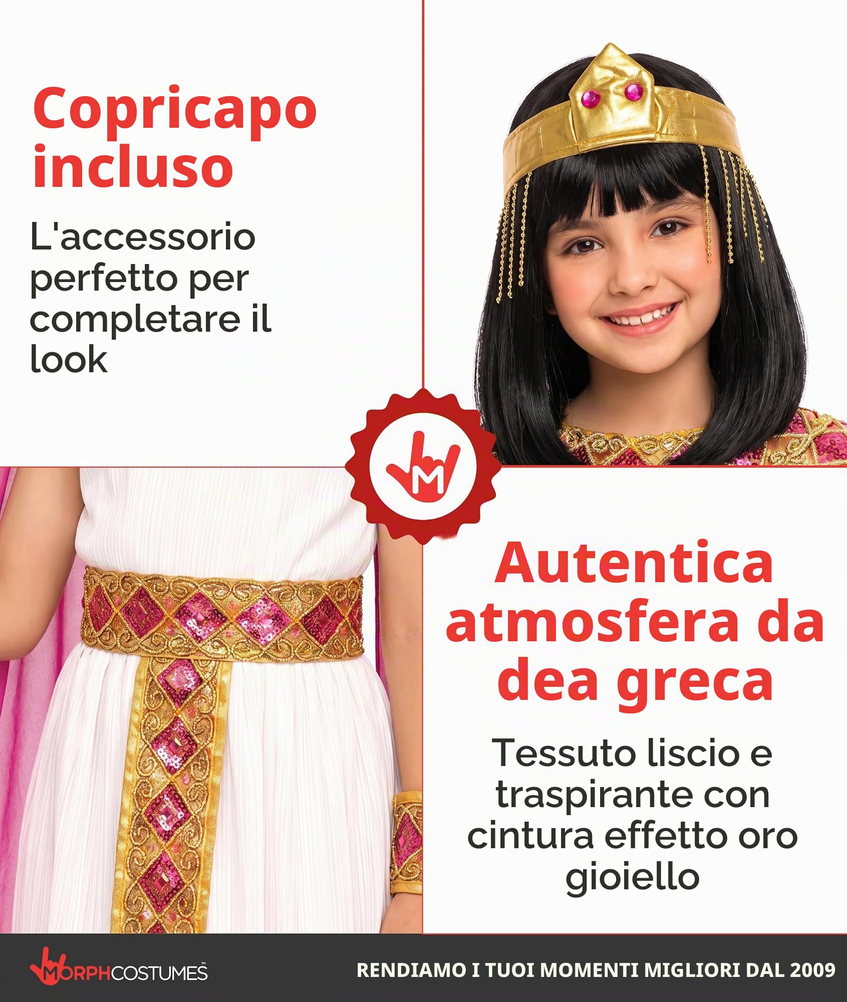 Morph Costume Cleopatra Bambina, Costume Egizio Halloween Bambina