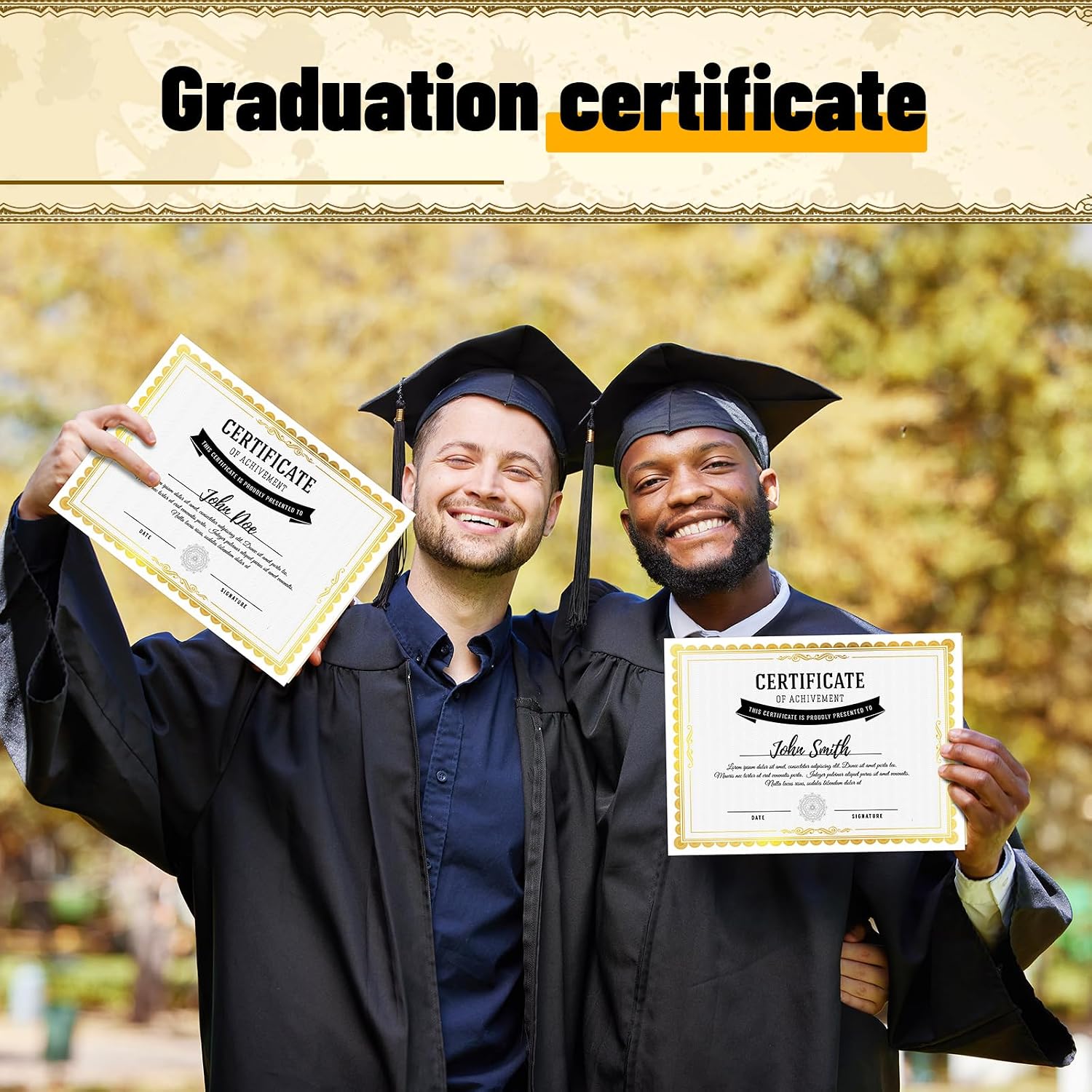 100 Sheet Gold Foil Border Certificate Paper 8. 5 x 11 for Printing Blank Cardstock for Graduation Diploma Customizable Awards Certificates Paper for Laser and Inkjet Printer Friendly