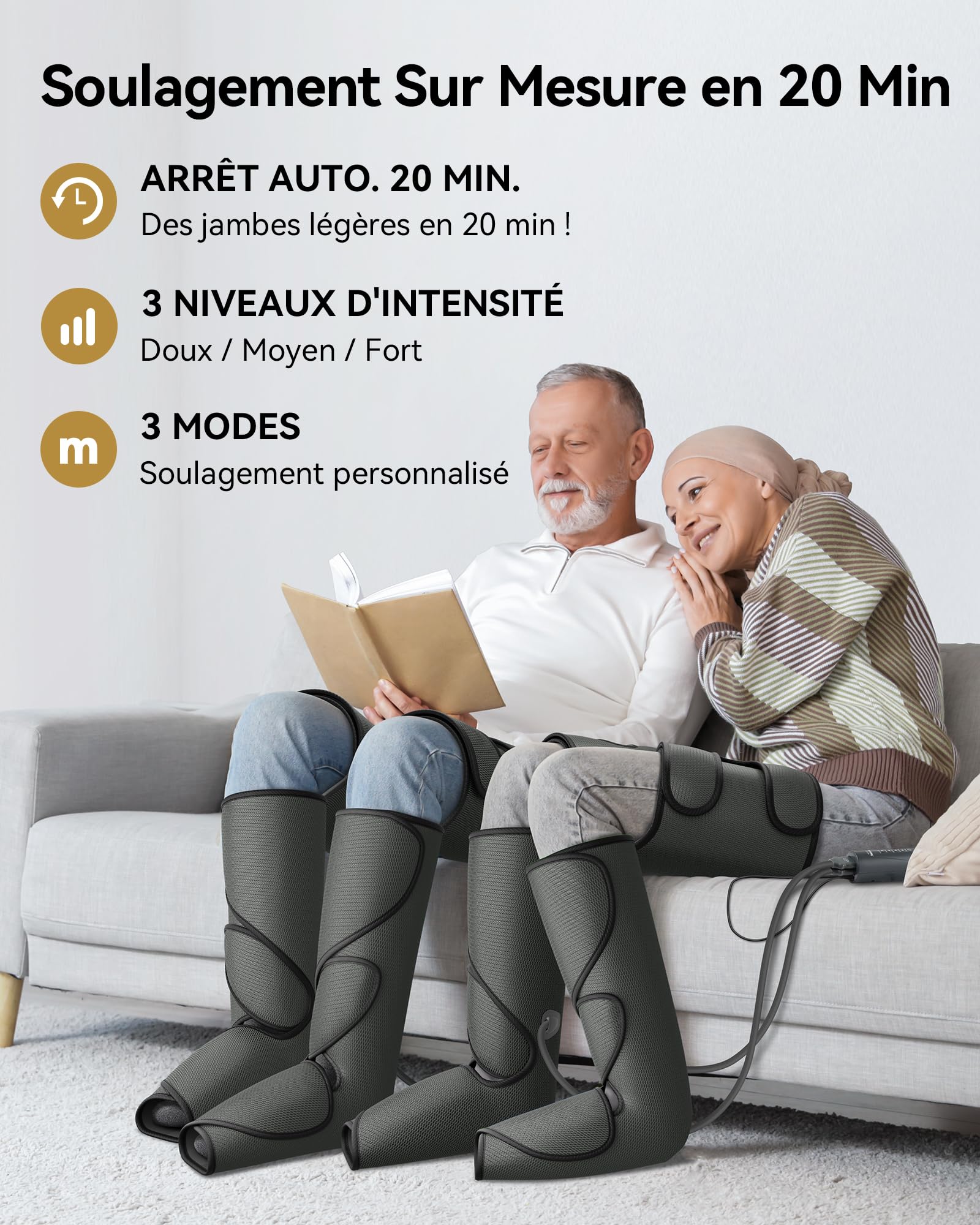 FIT KING Bottes Pressothérapie Jambes, Massage par Compression Air, Appareil Pressothérapie, Anti Jambes Lourdes, Soulagement Lourdes, Douleurs Musculaires et Rétention d'Eau