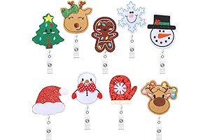 9 Pieces Christmas Holiday Badge Reels Retractable Winter Style