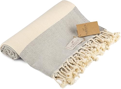 Miniatura 2 de YURTLU'S Toalla de playa turca prelavada de 37 x 71 pulgadas, de secado rápido y altamente absorbente, sin arena, elegante y versátil para playa,