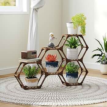 Amazon.com : Tikea Plant Stand Indoor Outdoor Hexagonal Corner Amazon.com : Tikea Plant Stand Indoor Outdoor Hexagonal Corner