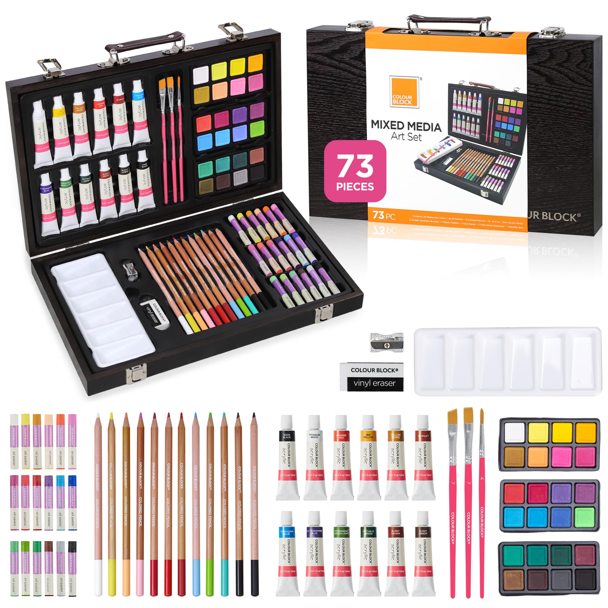 Amazon.com: COLOUR BLOCK 73-Piece Art Set – Premium Art Supplies