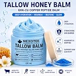 Ultra Pure Copper Peptides GHK-Cu Whipped Beef Tallow for Skin: with Manuka Honey, Methylene Blue & Vitamin E – Natural Face and Body Moisturizer for Mature, Dry & Sensitive Skin – 120g / 4 Oz - Made in Canada
