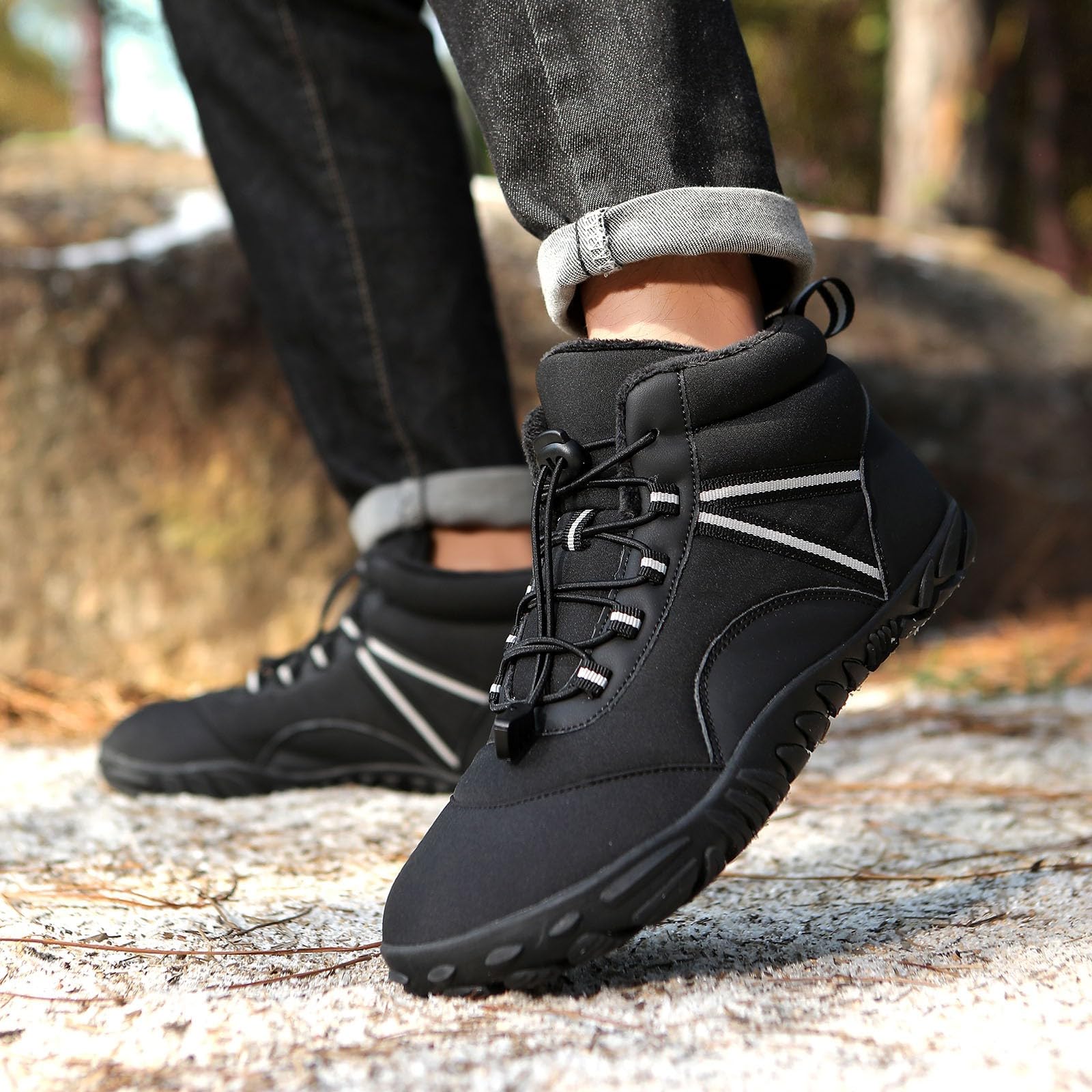 Botines de Invierno para Parejas, con Forro Polar, cálidos y cómodos, con Cordones elásticos, Ideales para Clima frío, Senderismo y Uso Diario Informal, Antideslizantes_1