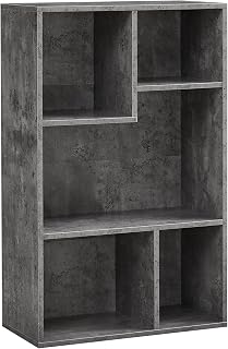 VECELO 5 Cube Modern Bookcases, 3 Tier Bookshelves, 31 Inch High Cubby Storage Organizer, Shelf Hight Up to 12.8 Inches Suit for Most Books, Vertical or Horizontal Use Available,Grey
