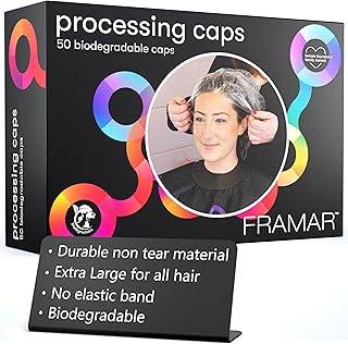 FRAMAR XL Processing Caps For Hair Color - Disposable Shower Caps For Women, Hair Coloring Cap, Processing Cap Disposable, Salon Essentials – No Elastic Trim – 50 Count
