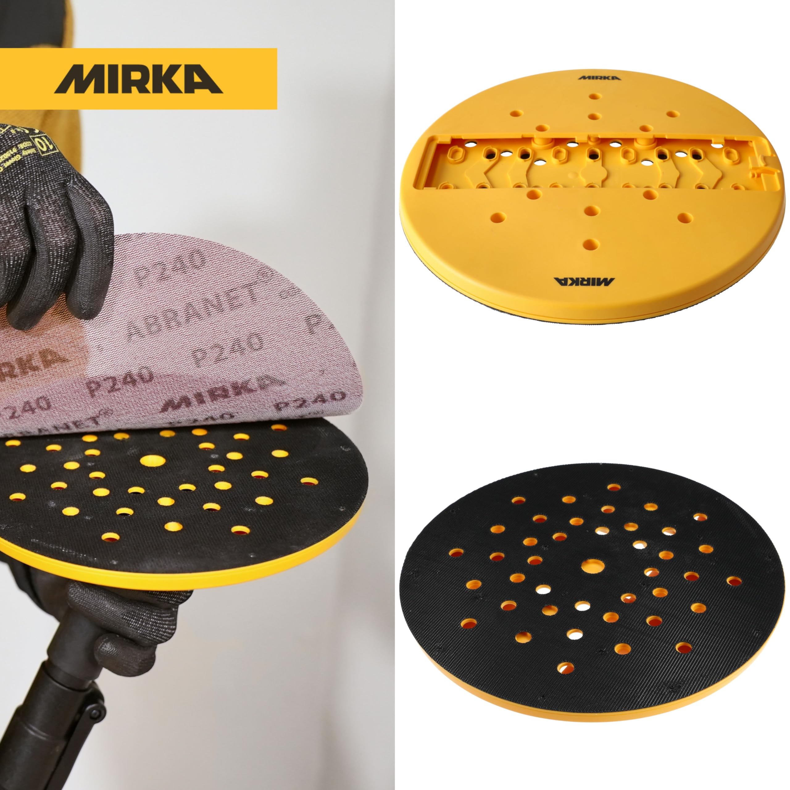 Mirka Platorello Ø 225 mm con fissaggio a strappo/Per levigatrice manuale DecoSander/Per la finitura liscia di pareti e soffitti, cartongesso, lavori di dettaglio / 8393801221