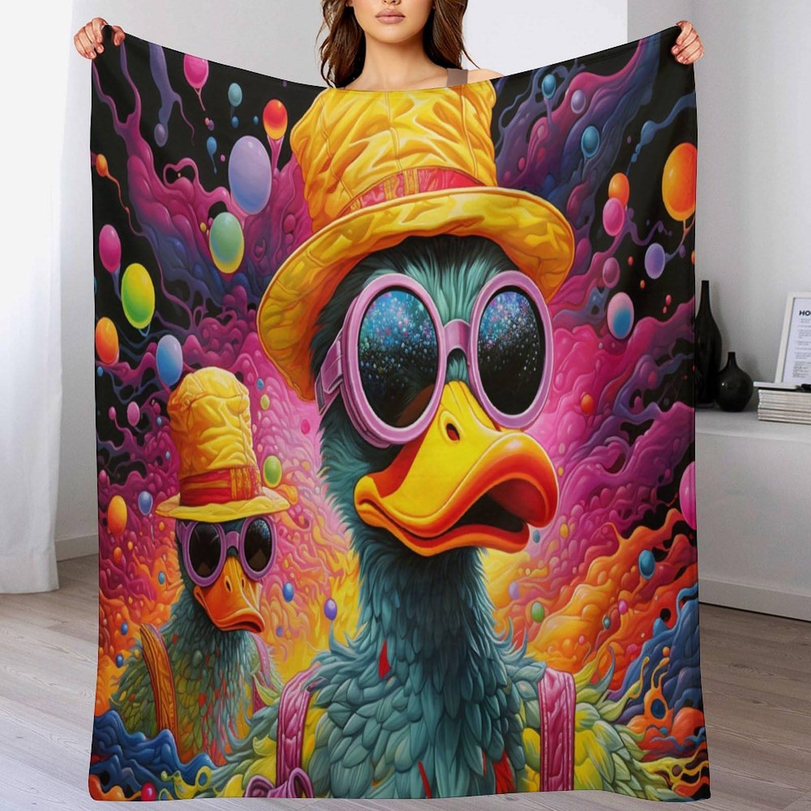 Couverture polaire canard en peluche flannel douce pour lit 150x200cm
