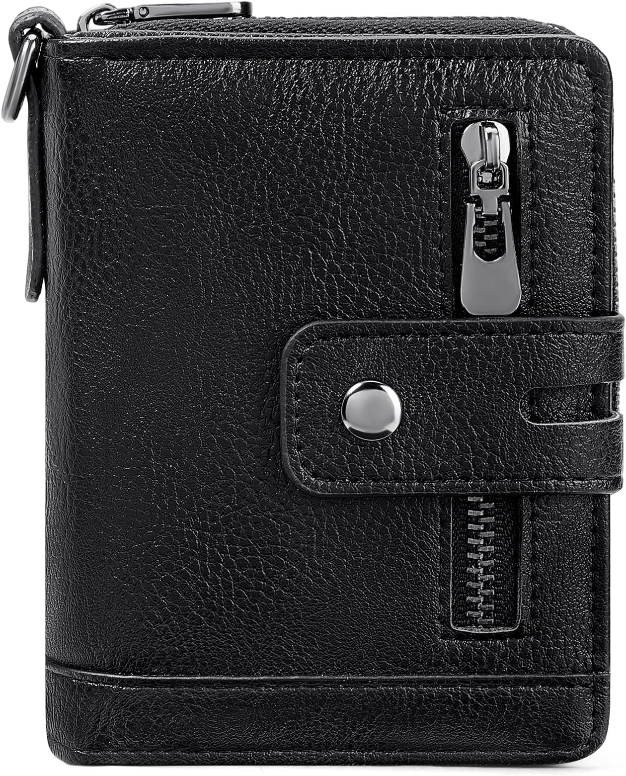 Mens Wallet RFID Blocking Vegan Leather Small Bifold Wallets for Men Card Holder with Zipper Coin Pocket