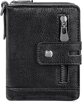 GAEKEAO Mens Wallet RFID Blocking Vegan Leather Small Bifold Wallets for Men Card Holder with Zipper Coin Pocket