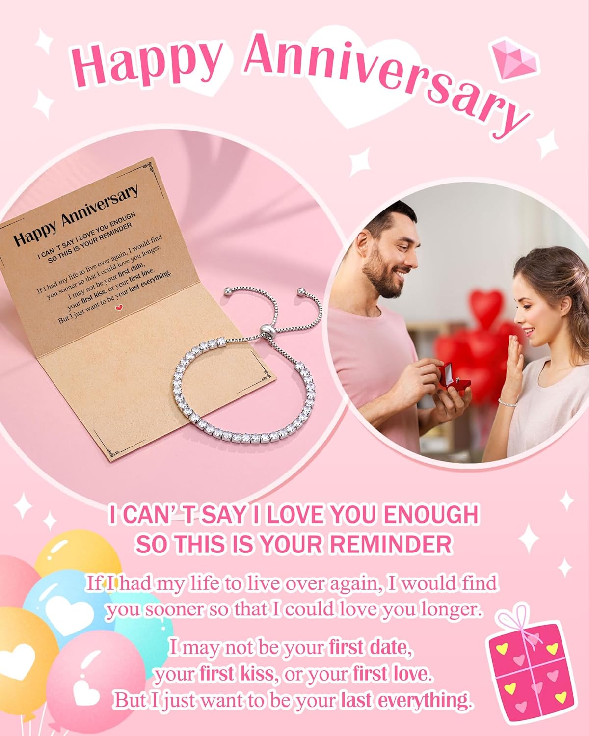 Cubic Zirconia Tennis Bracelet for Women Christmas Anniversary Valentines Birthday Gifts for Daughter Wife Girlfriend Her - Image 6