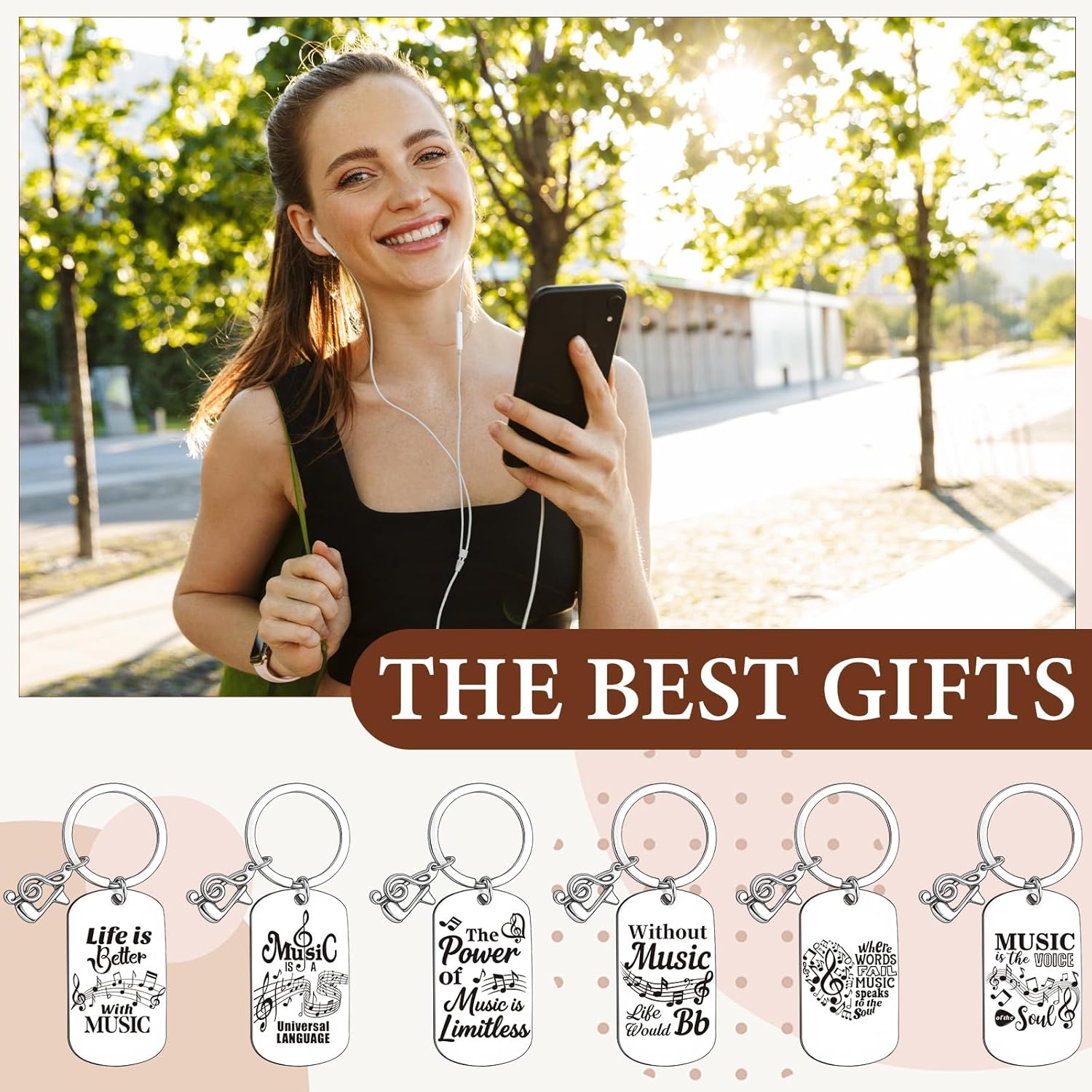 Huquary 24 Pcs Music Keychain Gifts Bulk Metal Keychain with Velvet Organza Bag Music Festival Party Favors Choir Gifts Clef Keyring Trinket for Students Musical Theme Party Decor Supplies