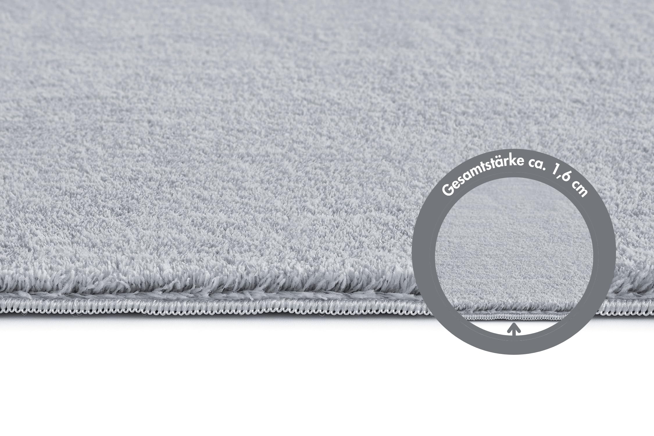 andiamo Teppich Arezzo für Wohnzimmer Esszimmer pflegeleichter eleganter gemütlicher Teppich einfarbig 80 x 80 cm Grau – Bild 6
