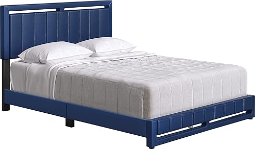 Miniatura 20 de Boyd Sleep Beaumont - Cama de plataforma tapizada con cabecero, base de colchón con 14 soportes de listones de madera, no requiere somier, piel
