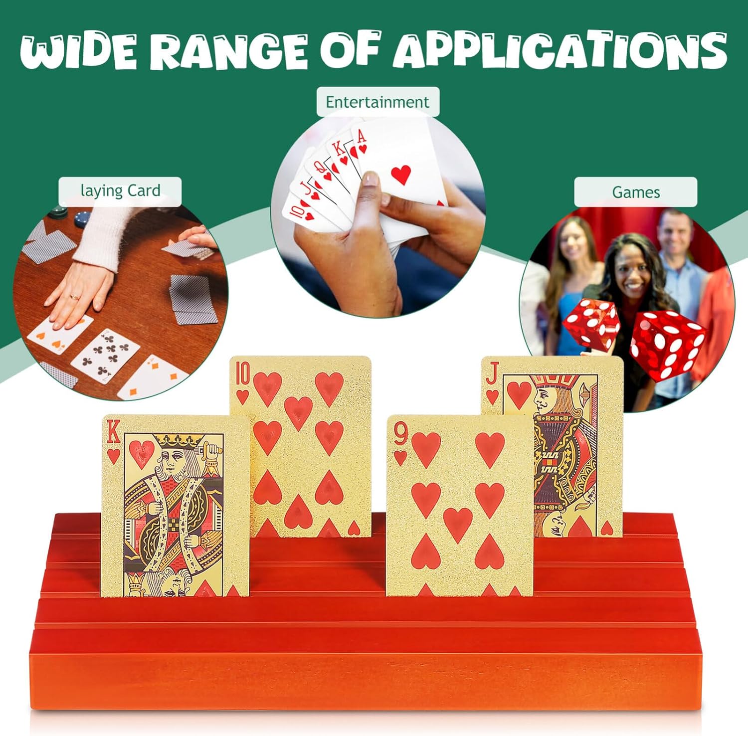 UPKOCH 4pcs Wooden Base Playing Card Holders Card Stands for Bridge Games for All Ages Enhanced Stability and Elegant Design