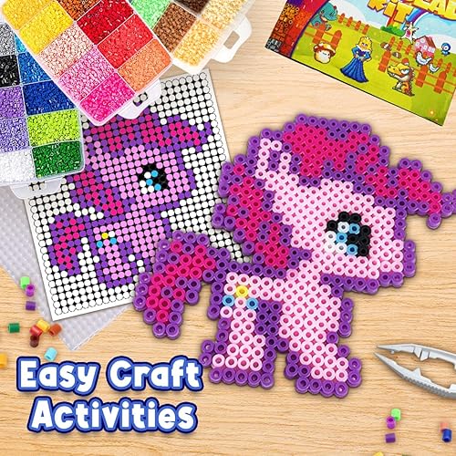 Miniatura 5 de FUNZBO Kit de 30000 cuentas fusibles de 0.197 in con hierro, decoración de artes y manualidades, juguetes para niños, adolescentes y adultos,